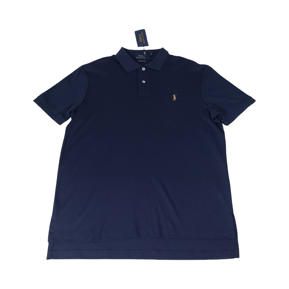 Polo Ralph Lauren Mens Pima Soft Touch Polo Shirt Navy Blue Large NWT